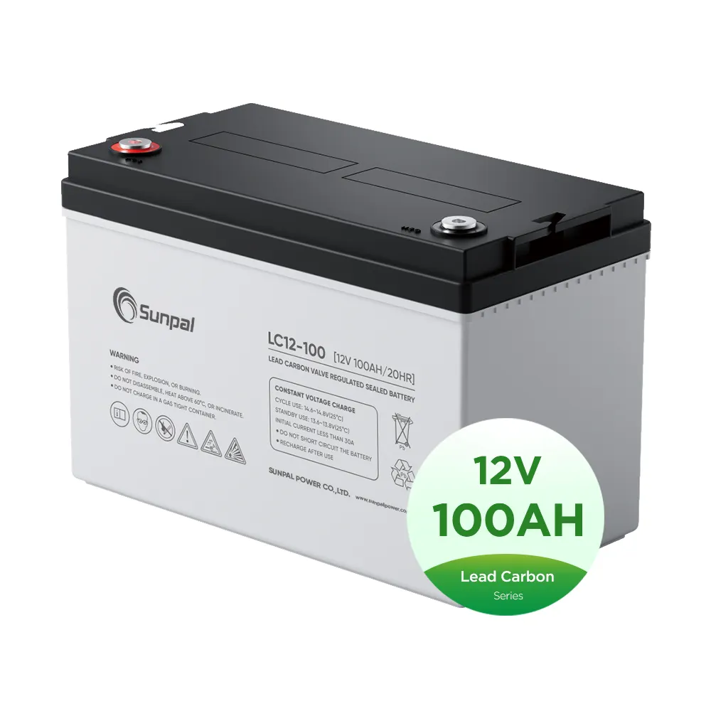 Batterie acide de gel de Sunpal 12V 100Ah 200Ah batterie solaire de gel de carbone de plomb pour le panneau solaire