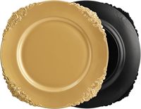 Assiettes de présentation dorées de 13 pouces, réutilisables, en plastique, décoratives, pour mariages, anniversaires et événements.
