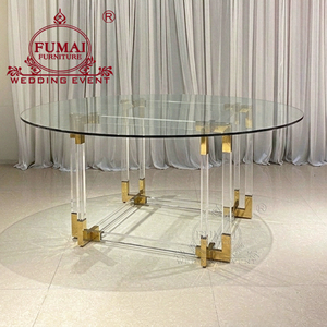 Party Supplies <b>Clear</b> Round Transparent Acrylic Dining <b>Table</b> Set 6 Seater - Product Image 4