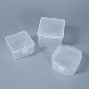 Transparent Square <b>Plastic</b> Storage <b>Box</b> Set Covered Desktop Organizer for Jewelry Tools Electronics Fishing Gear <b>Display</b> - Product Image 4