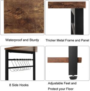 Carrito de ahorro de espacio para el hogar, mueble de <span class=keywords><strong>cocina</strong></span> de madera y Metal de nogal rústico, Isla de almacenamiento de microondas, barato, China - Product Image 5