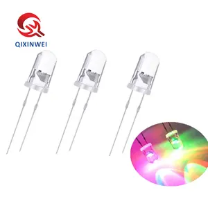 QXW dioda LED 5mm 2 Pin, kepala bulat manik lampu kilat warna F5 LED Diode pemancaran cahaya