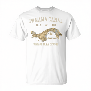 T-shirt souvenir du Canal du Panama, design de carte vintage 1881, cadeau culturel - Product Image 2