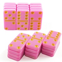 Jeu de dominos professionnel personnalisé rose double six avec points jaunes, 28 pièces avec boîte en papier couleur, jeu de dominos 4006 pour jeu de table