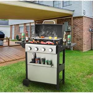 DB 4-Burner Propane <b>Gas</b> <b>BBQ</b> Grill for Outdoor Barbecue 34200BTU Output Wire Enamel Cooking Grids Foldable Side <b>Table</b> for 5 Peopl - Product Image 1