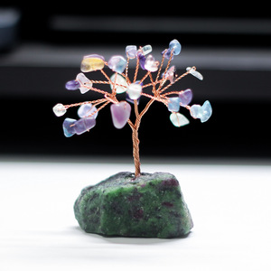 <b>Crystal</b> Tree With <b>Raw</b> Stone Base Purple Amethyst Home Office Decoration - Product Image 3