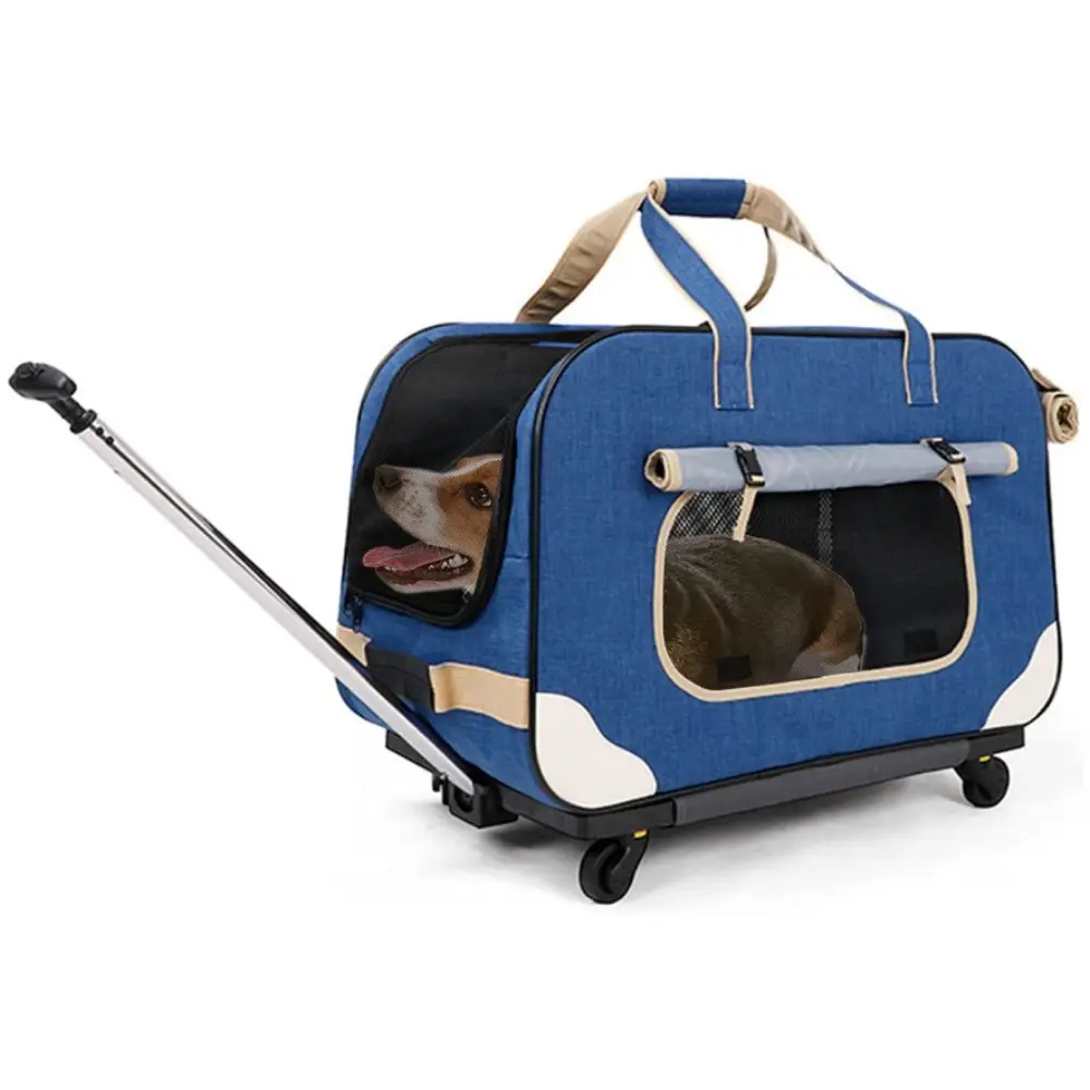 Pet Rolling Carrier mit Rädern für langlebige Griff räder, atmungsaktiver und zusammen klappbarer Rollt räger für Haustiere