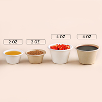 Gobelets à dessert en bagasse de canne à sucre de 4 oz avec couvercles, jetables, biodégradables, compostables, résistants aux fuites, gobelets ronds pour la restauration et les fêtes