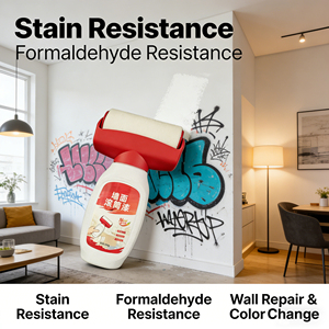 Bunkerway Acrylic Interior Wall Repair <b>Coating</b> Liquid <b>Paint</b> with Water for Home Use and Brush Application - Product Image 1