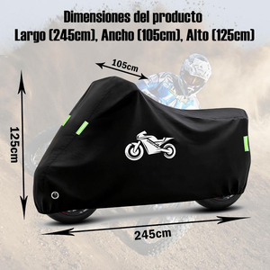 Funda impermeable negra para motocicleta con tiras reflectantes y logotipo impreso, diseñada específicamente para proteger motocicletas - Product Image 6