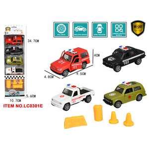 Juego de Juguetes de Coches de Policía de Aleación Fundida a Presión, Paquete de 4 Vehículos Surtidos de Policía, Ambulancia y Militares con Función de Retroceso y Puertas que se Abren - Product Image 1