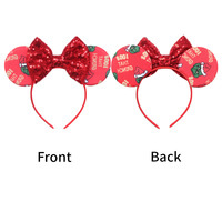 Serre-tête transfrontalier Mickey en tissu fait main avec nœud à paillettes pour enfants, idéal pour les fêtes de Noël
