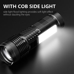 Smiling Shark <b>Flashlight</b> SD-7184 <b>Rechargeable</b> LED Zoomable With Power Display And COB Light Source - Product Image 5