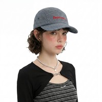 Casquette de baseball style coréen brodée lettres Léopard/Points, protection solaire estivale premium, décontractée, visière incurvée, 100% coton