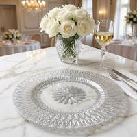Assiette de présentation en verre transparent argenté de 13 pouces, motif étoile, design cristal, élégante décoration de mariage, pour la mise en table d'événements