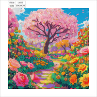 Peinture sur tissu 5D créative DIY, magnifique arbre à fleurs de cerisier, scène de jardin printanier vibrante, cadre pour débutants et adultes, moderne