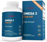 Gélules d'huile de poisson Oméga-3 triple force OEM 2000mg EPA/600mg DHA, à revêtement entérique, sans arrière-goût de poisson, biologique, végétalien, 120 gélules