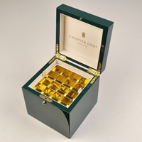 Boîte à chocolat en bois brillant avec doublure en PU, fermeture à charnière dorée et insert compartimenté, logo personnalisé pour emballage de chocolat de marque haut de gamme