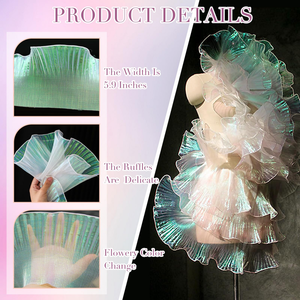 Erkoumi Mais Novo Plissado Chiffon Guarnição Halloween Organza Iridescente Jellyfish <span class=keywords><strong>Ribbon</strong></span> Lace Tecido Guarnição para Cosplay Chapéu Saia Traje - Product Image 2