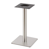 Table carrée en bois clair, table de restaurant, base en métal moderne, plateau carré avec pieds en métal, acier inoxydable de haute qualité, plastique