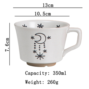 Tazza Creativa Dipinta a Mano Sole Luna Minimalista 350ml, Tazza da Caffè in Terracotta Opaca, Perfetta per Caffetterie - Product Image 2