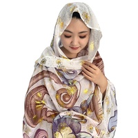 Abaya Dubaï Soudanaise Femme Toub en Voile de Coton Suisse Robe Cinq Mètres Tissu Imprimé Numérique Motif Supérieur Scintillant Tissu Japonais