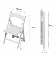 Chaise pliante blanche de style nordique avec dossier et assise, chaise en résine plastique d'extérieur pour mariage et banquet