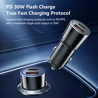 Chargeur de voiture à charge rapide PD+QC4.0 52,5W, compatible avec les chargeurs, accessoires pour téléphone, matériau en alliage de zinc, port USB-A+Type-C