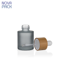 Flacon compte-gouttes de sérum pour le visage en verre gris, 20ml, 30ml, emballage cosmétique en bambou, beauté, élixir, flacon compte-gouttes en bambou pour huile de soins de la peau
