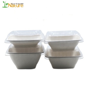 Écru carré 16oz jetable bagasse bols alimentaire bagasse emballage bol <span class=keywords><strong>de</strong></span> canne à sucre pour nouilles/salade - Product Image 6