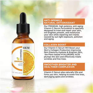 Siero schiarente con vitamina C acido ialuronico vitamina E anche il tono della pelle migliora l'aspetto delle macchie scure linee sottili E rughe - Product Image 4