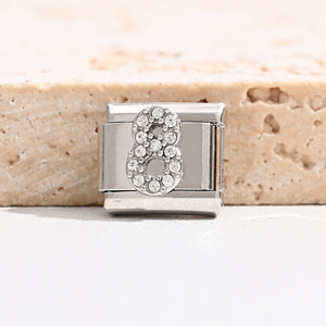 DIY Silver Number Module Bracelet Set With Crystal Rhinestone Bezel Setting Unisex Fashion Jewelry Gift - Product Image 4