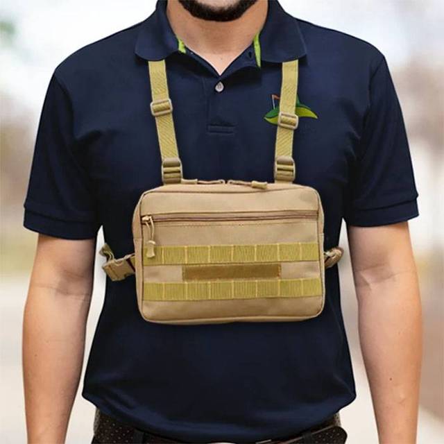 Adjustable Mens Chest Bag Tactical Molle Harness Chest Rig Hip-Hop Fanny Pack