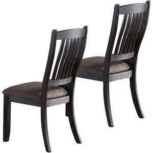 DB Dark Coffee Classic Cuisine Salle à manger en bois Lot de 2 chaises d'appoint au design unique avec assise et dossier rembourrés en tissu - Product Image 3