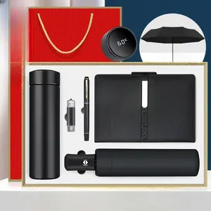 New Product Ideas 2024 Hot Selling With Vacuum Bottle Men's High-end Gift Set Box With Pen Notebook U Disk And Umbrella