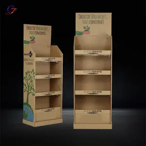 Lieferant kunden spezifische Vorlage Karton Wellpappe Boden Display Stand Pop Up Kraft papier Display Rack für Zahnpasta Promotion