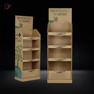 Fornecedor Personalizado Modelo De Papelão Pavimento Ondulado Display Stand Pop Up Kraft Paper Display Rack Para Creme Dental Promoção