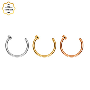 1 pièce <span class=keywords><strong>Anneau</strong></span> de nez factice en Titane G23 pour femme, ensemble de piercings pour septum, lèvre et cartilage, anneaux fins pour hélix, hypoallergénique, forme C, 20G - Product Image 1