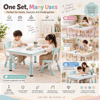 Ensemble table et chaise pour enfants réglables en hauteur avec surface d'écriture pour la garderie, la salle de classe, l'étude, le dessin et les jeux