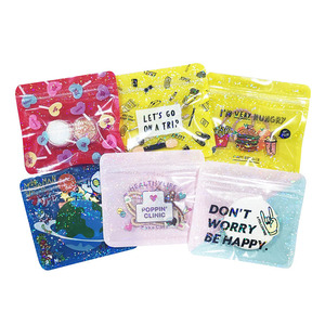 Cute Holographic Zip Lock Baggy See Through Food Grade Makeup Cosmetics Candy Packaging Clear Plastic Bag
