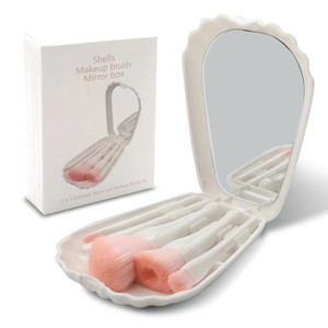 Usine directe Portable coquille miroir boîte Offre Spéciale 5 pièces multi-fonction <span class=keywords><strong>maquillage</strong></span> brosse ensemble blaireau ventilateur brosse <span class=keywords><strong>pour</strong></span> la beauté du visage - Product Image 6
