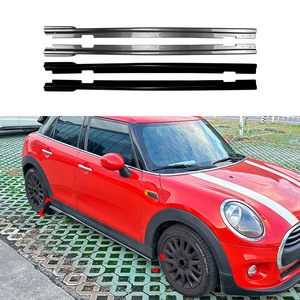 Amp-Z Side Skirt F55 Mini Cooper 2014-2024 Piano Black Carbon Fiber Texture Matte Finish Tuning Style - Product Image 1