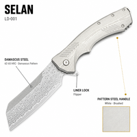 Couteau de poche EDC SELAN en acier Damas à motif PM, avec verrouillage Liner Lock, ouverture Flipper, OEM, pour camping et usage quotidien, vente en gros