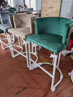 Tabouret de bar en acier inoxydable avec revêtement en velours, design moderne, chaise haute de comptoir, usage commercial pour restaurant
