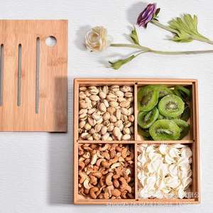 Bamboo <b>Snack</b> <b>Tray</b> With Compartments Lidded Storage Box For Food Serving Multifunctional Shandong Origin - Product Image 2