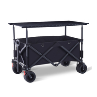 Chariot de camping pliable à double étage avec auvent, tout-terrain, robuste, pour extérieur, avec plateau amovible