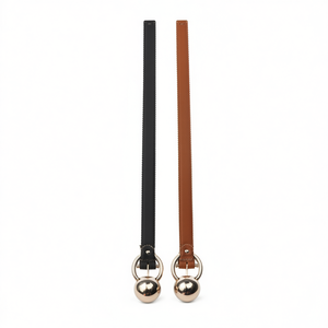 Cintura in pelle PU con fibbia e bordo in acciaio, larghezza 3,3 cm, alla moda, per uomo e donna - Product Image 1