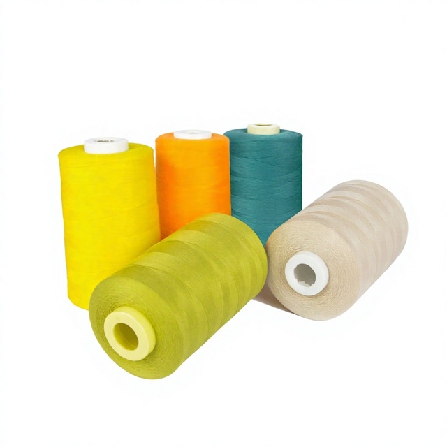 100% Polyester Texturized Dyed Overlock Sewing Thread Cones