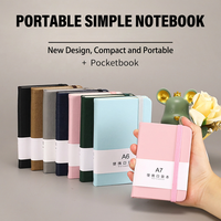 Carnet de poche A7 avec sangle, mini-agenda, couverture en simili cuir pour étudiants