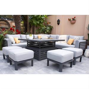 <span class=keywords><strong>Antigua</strong></span> Sitzgruppen moderno negro aluminio patio trasero muebles al aire libre sofá conjunto Patio muebles de exterior para jardín con mesa elevadora - Product Image 2